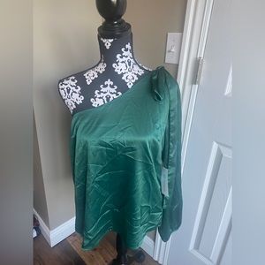 Stitchfix NSR Green One Shoulder Satin Top Size Large